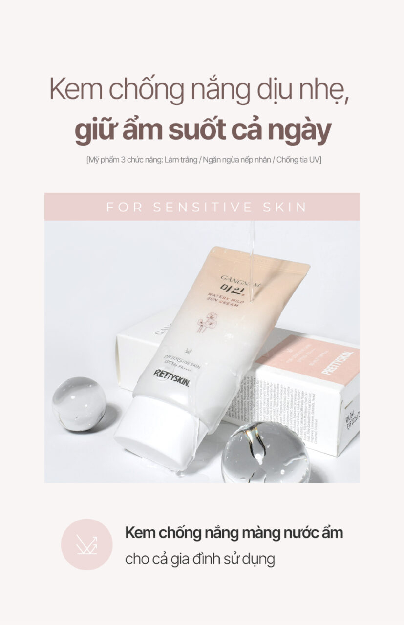 Thông điệp kem chống nắng dịu nhẹ, giữ ẩm suốt cả ngày