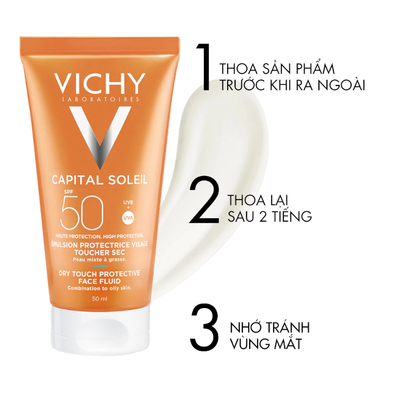 Kem Chống Nắng Vichy Capital Soleil Dry Touch Protective Face Fluid SPF50 50ml