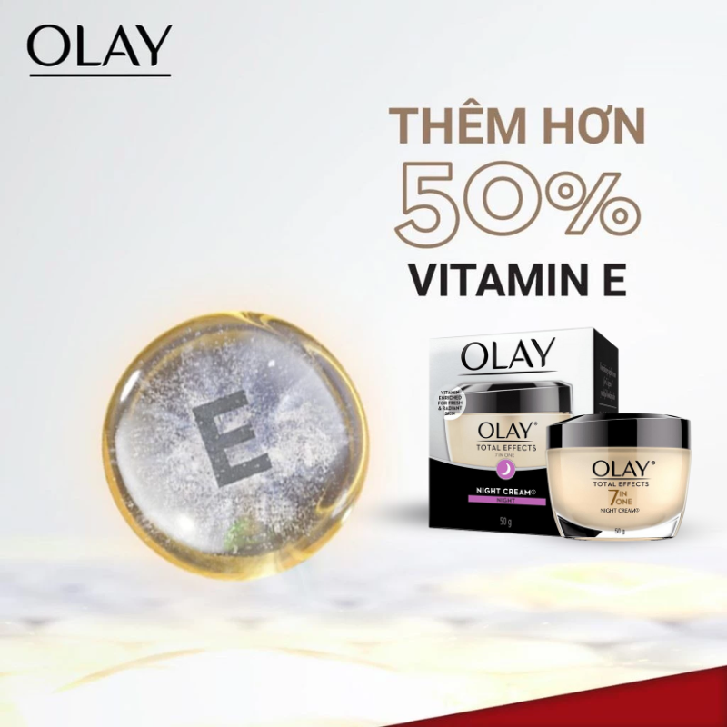 Bao bì đi kèm hũ kem cùng thông điệp vitamin E trên ảnh