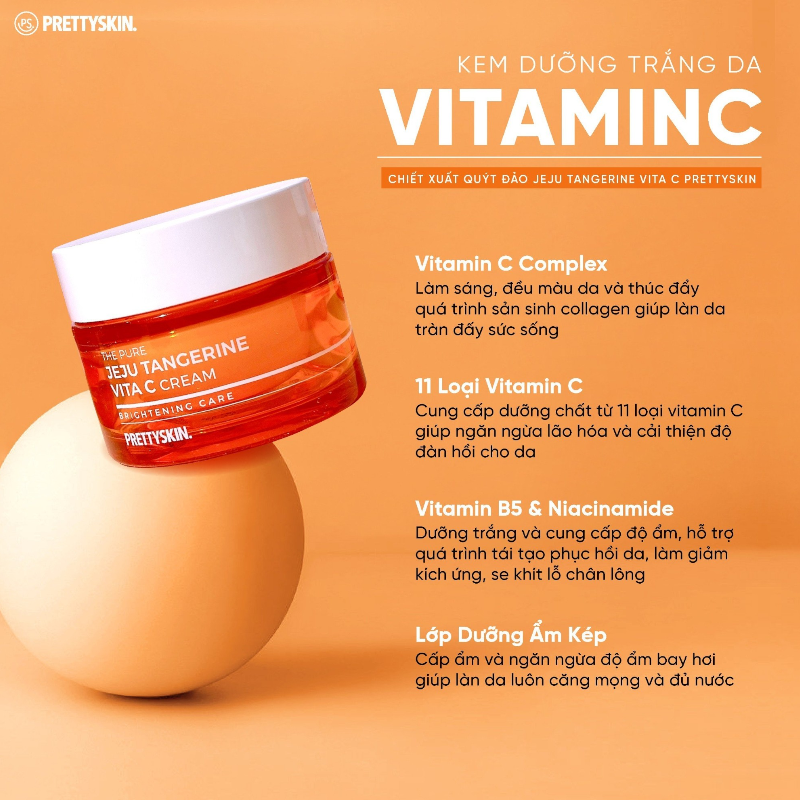 Kem Dưỡng Prettyskin The Pure Jeju Tangerine Vita C Cream 52ml