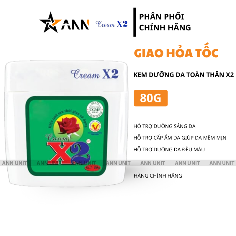 Bao bì hũ vuông màu trắng với nhãn xanh và dòng 80G rõ nét