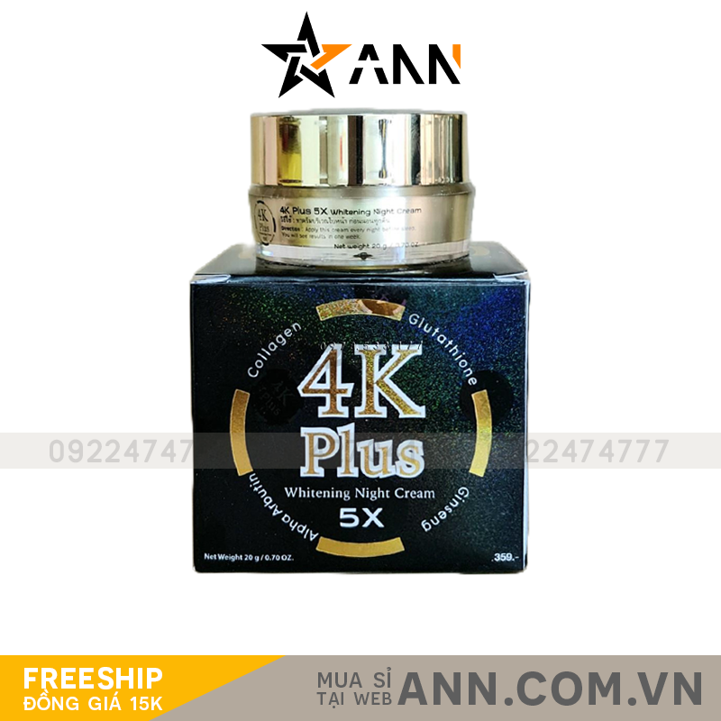 Kem Dưỡng Da Ban Đêm 4K Plus 5X Màu Đen 20g