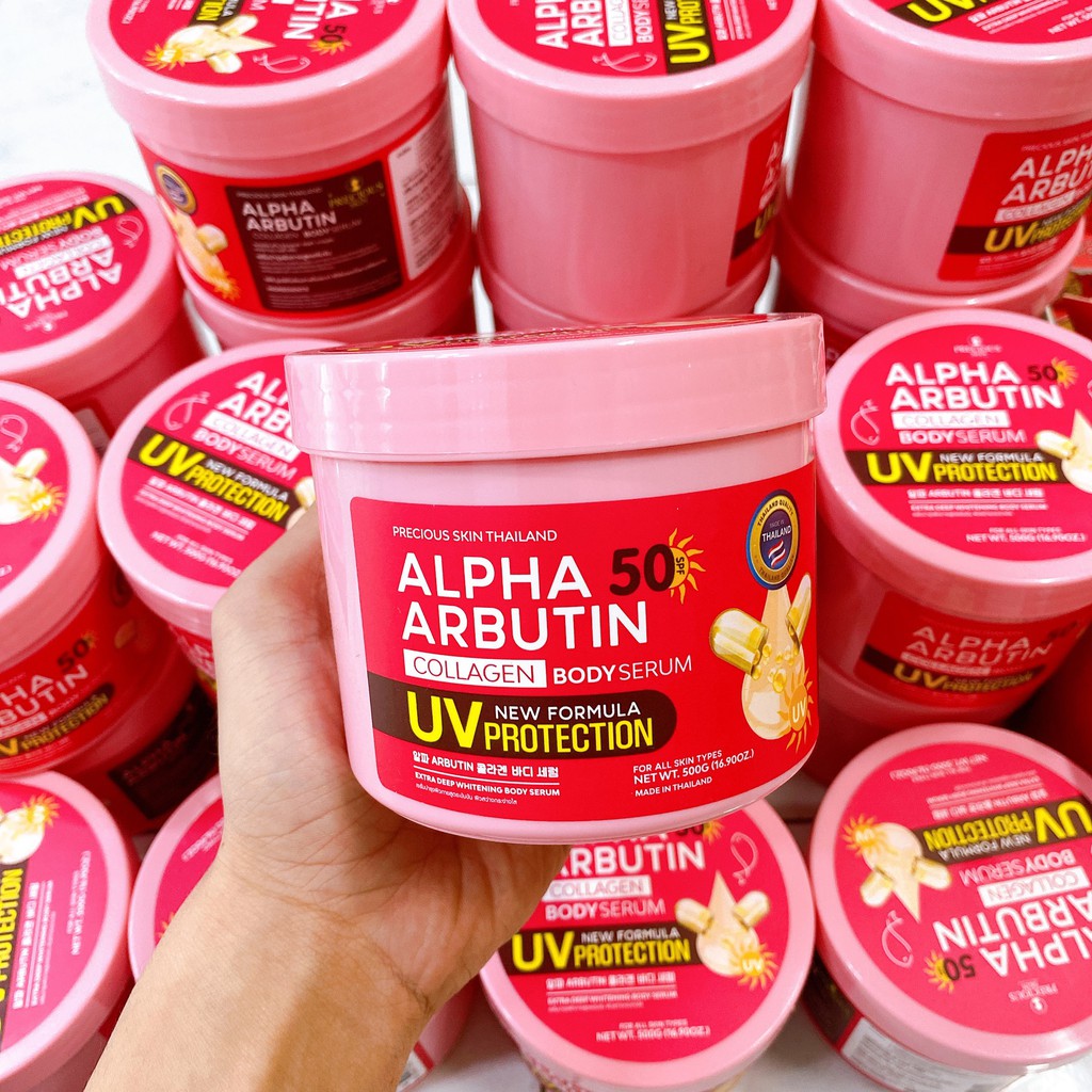 Thiết kế hũ 500g với nhãn mặt trước rõ tên dòng UV Protection