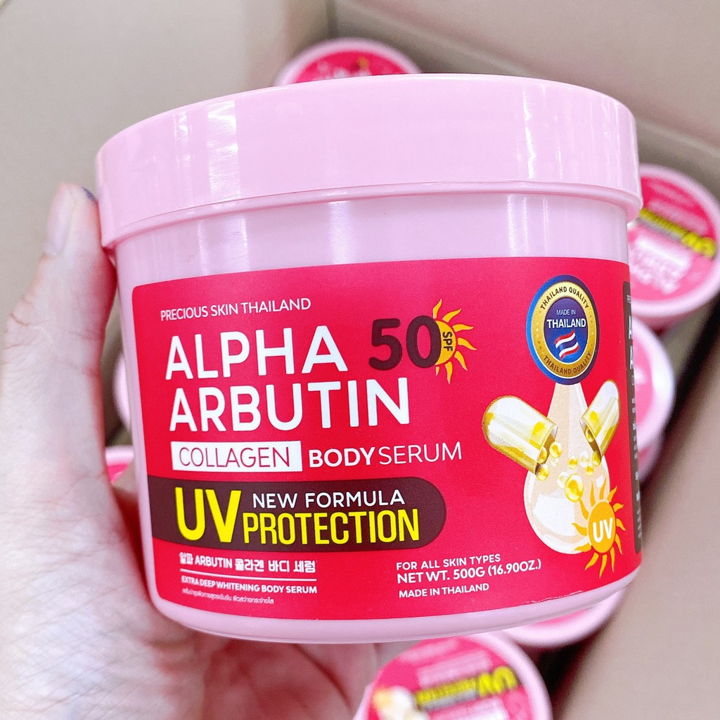Kem Dưỡng Thể Chống Nắng Alpha 50 Arbutin Collagen Body Serum SPF50 PA+++ 500g