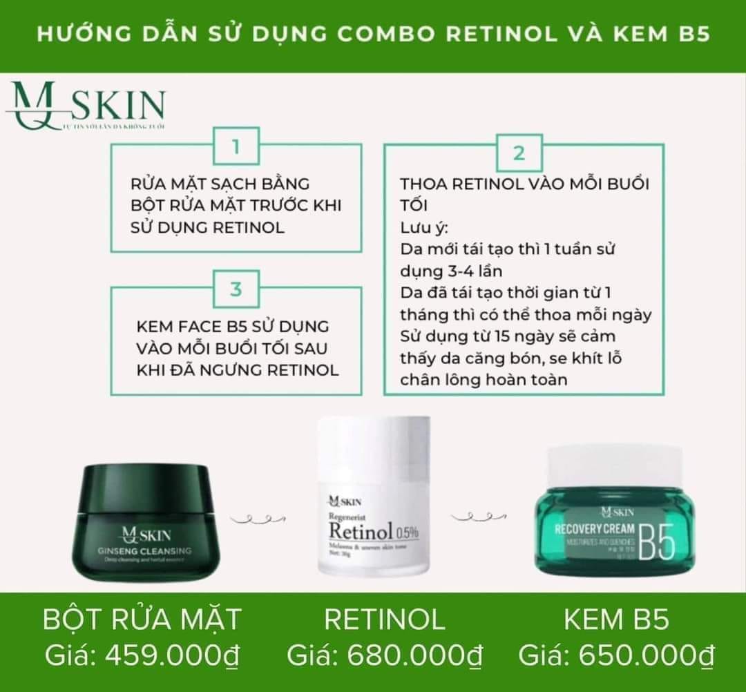 Gợi ý cách kết hợp retinol và kem B5 trong routine buổi tối