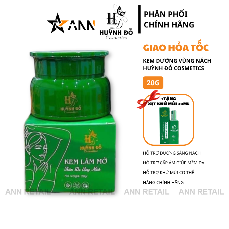 Kem Dưỡng Trắng Nách Huỳnh Đỗ Cosmetics 20g Tặng 1 Chai Xịt Khử Mùi 30ml