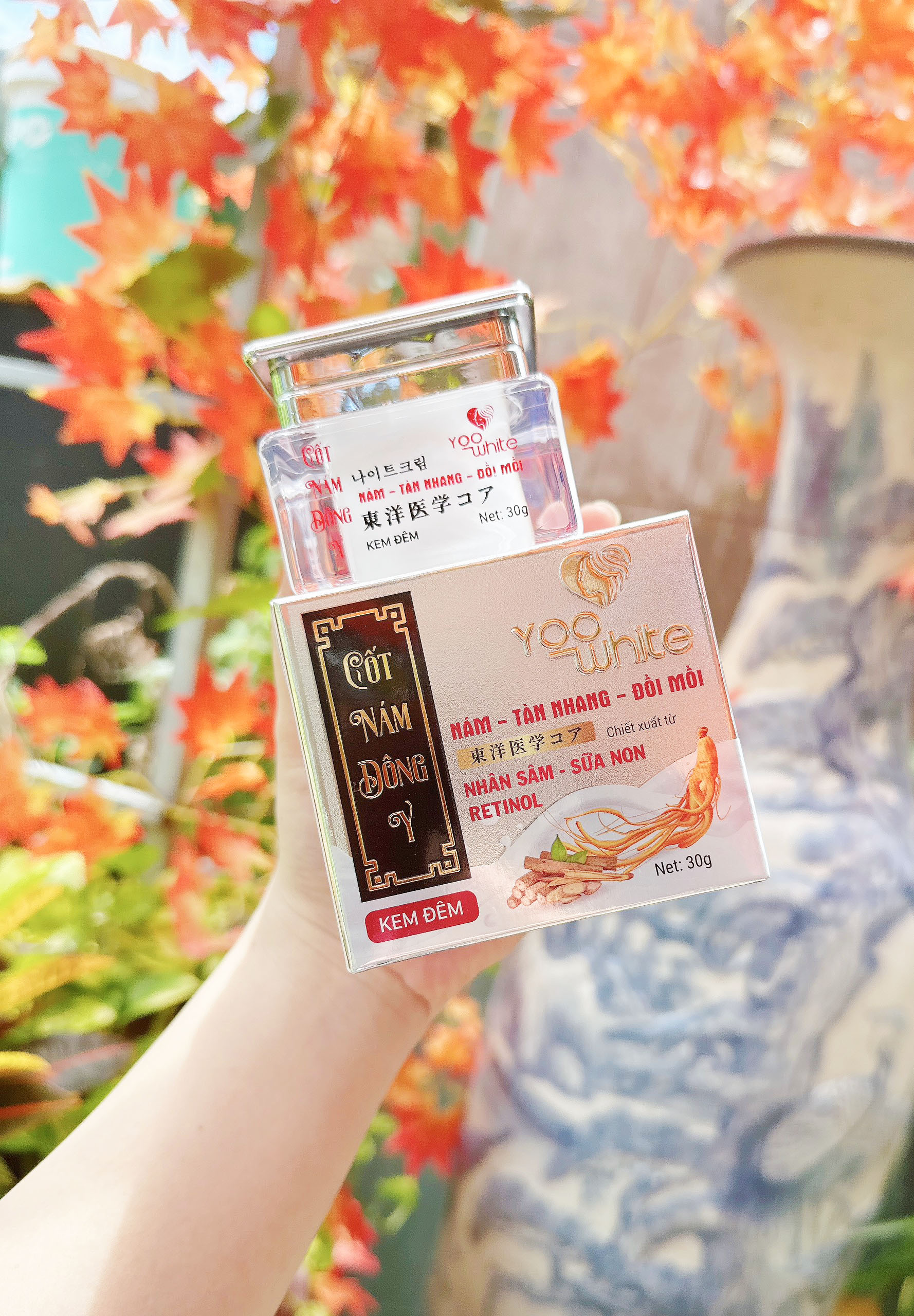 Bao bì sản phẩm cốt nám đông y Yoo White (kem đêm)
