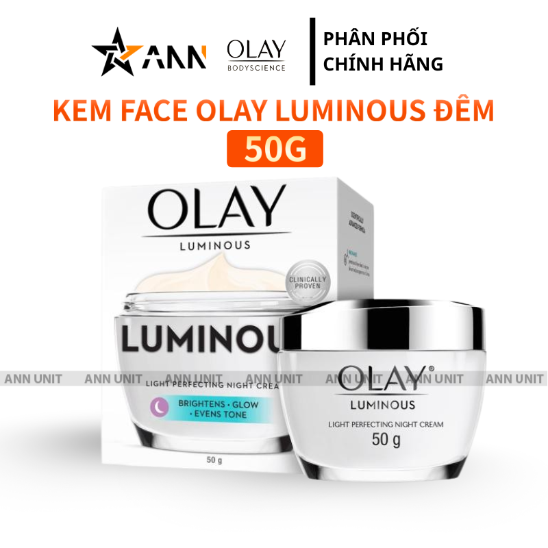 Hộp và hũ kem Olay Luminous bản ban đêm 50g