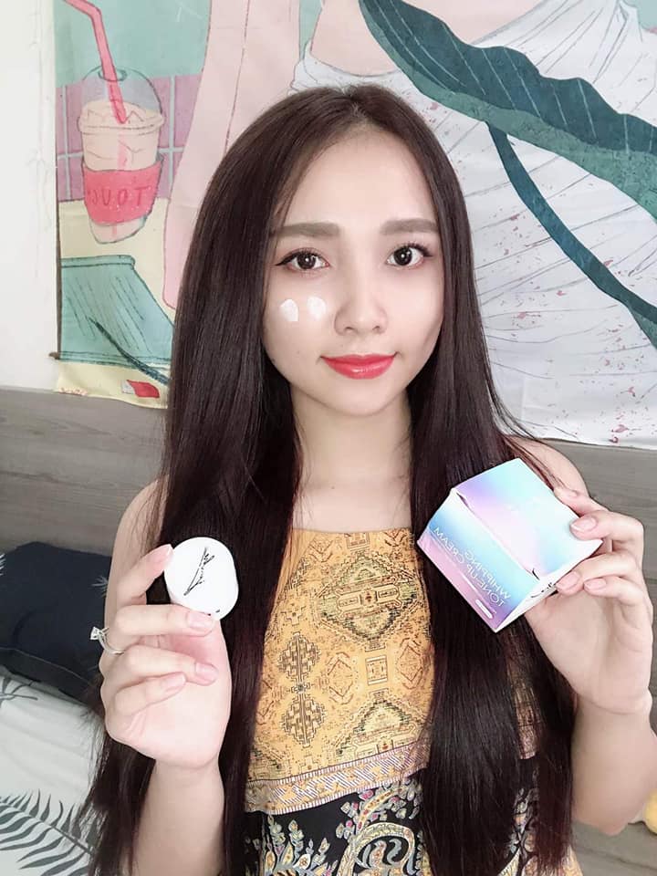 Minh họa lớp kem tone-up khi sử dụng trên da