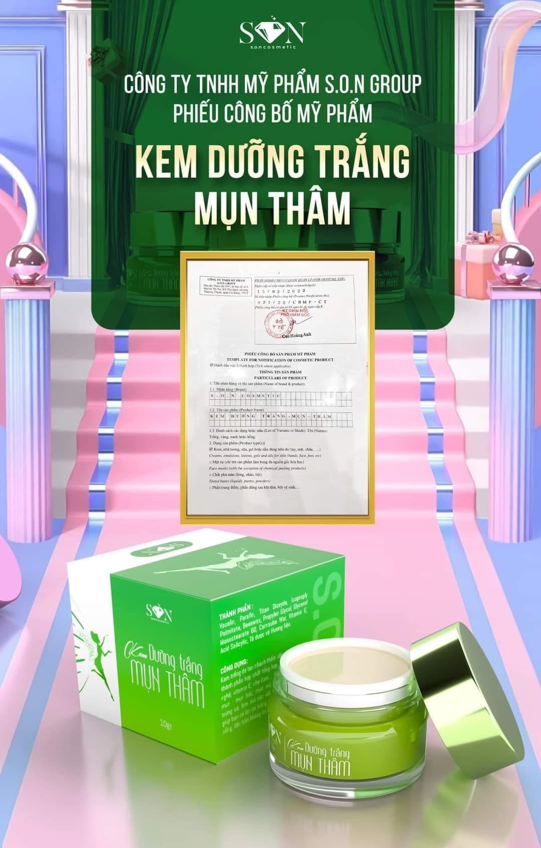 Hình ảnh hộp và hũ kem màu xanh của sản phẩm