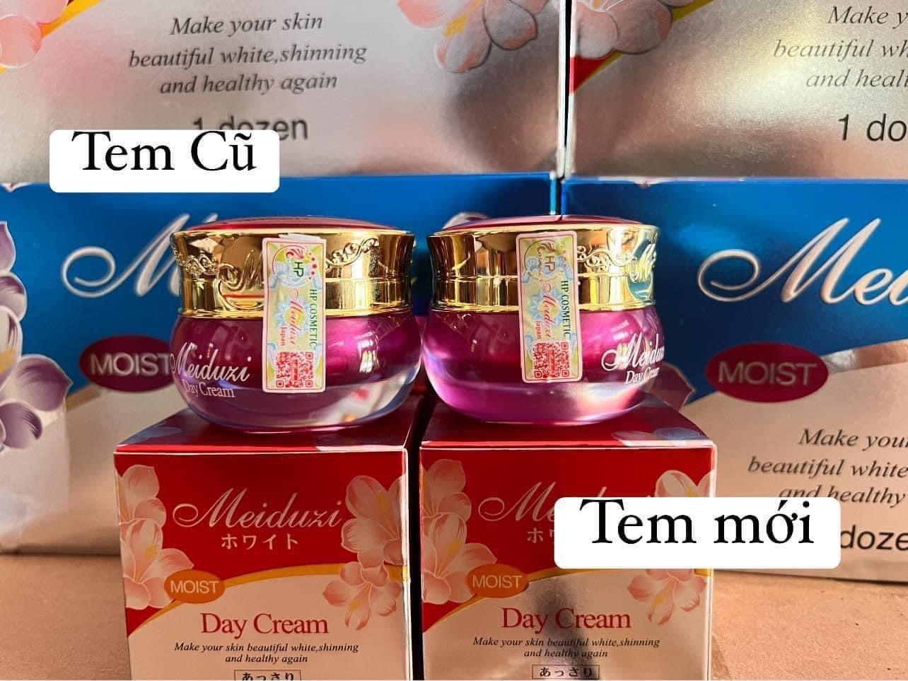 Hũ kem ngày Meiduzi màu đỏ và thiết kế hộp Day Cream MOIST