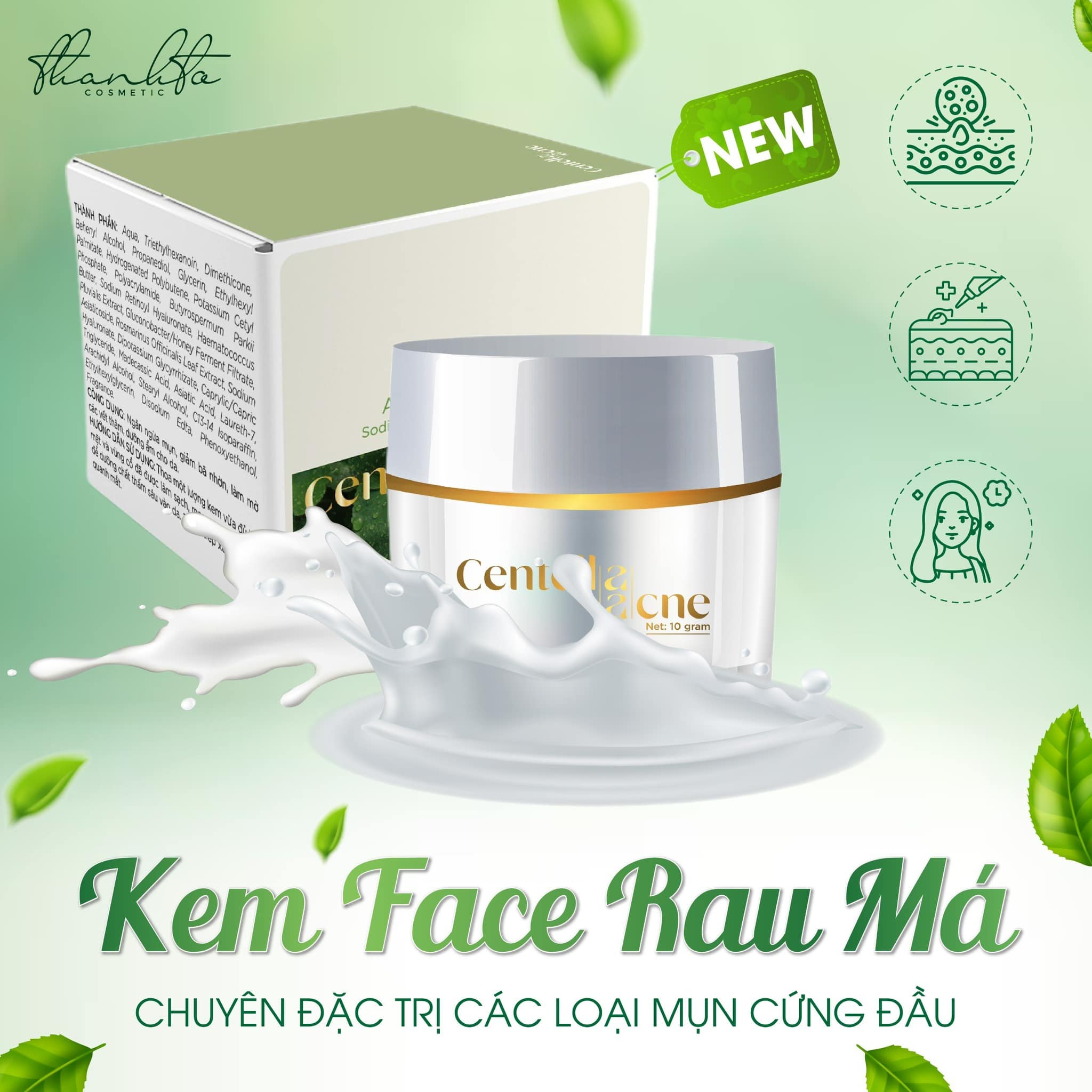 Hình ảnh sản phẩm kèm thông điệp dòng Kem Face Rau Má