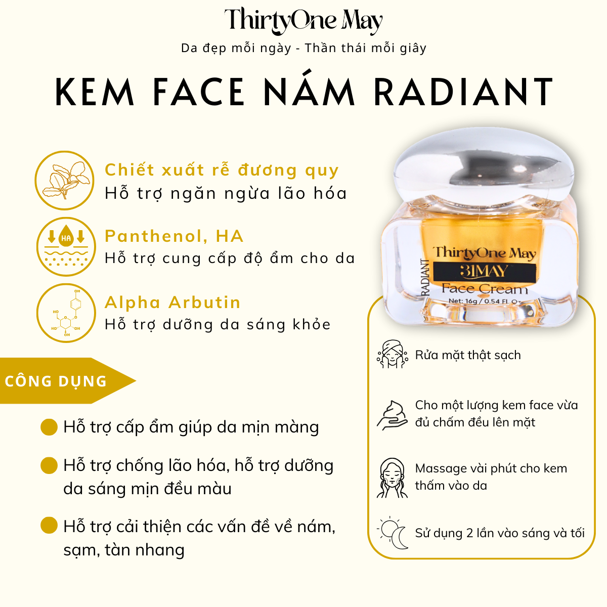 Thông tin thành phần và công dụng nổi bật trên bao bì