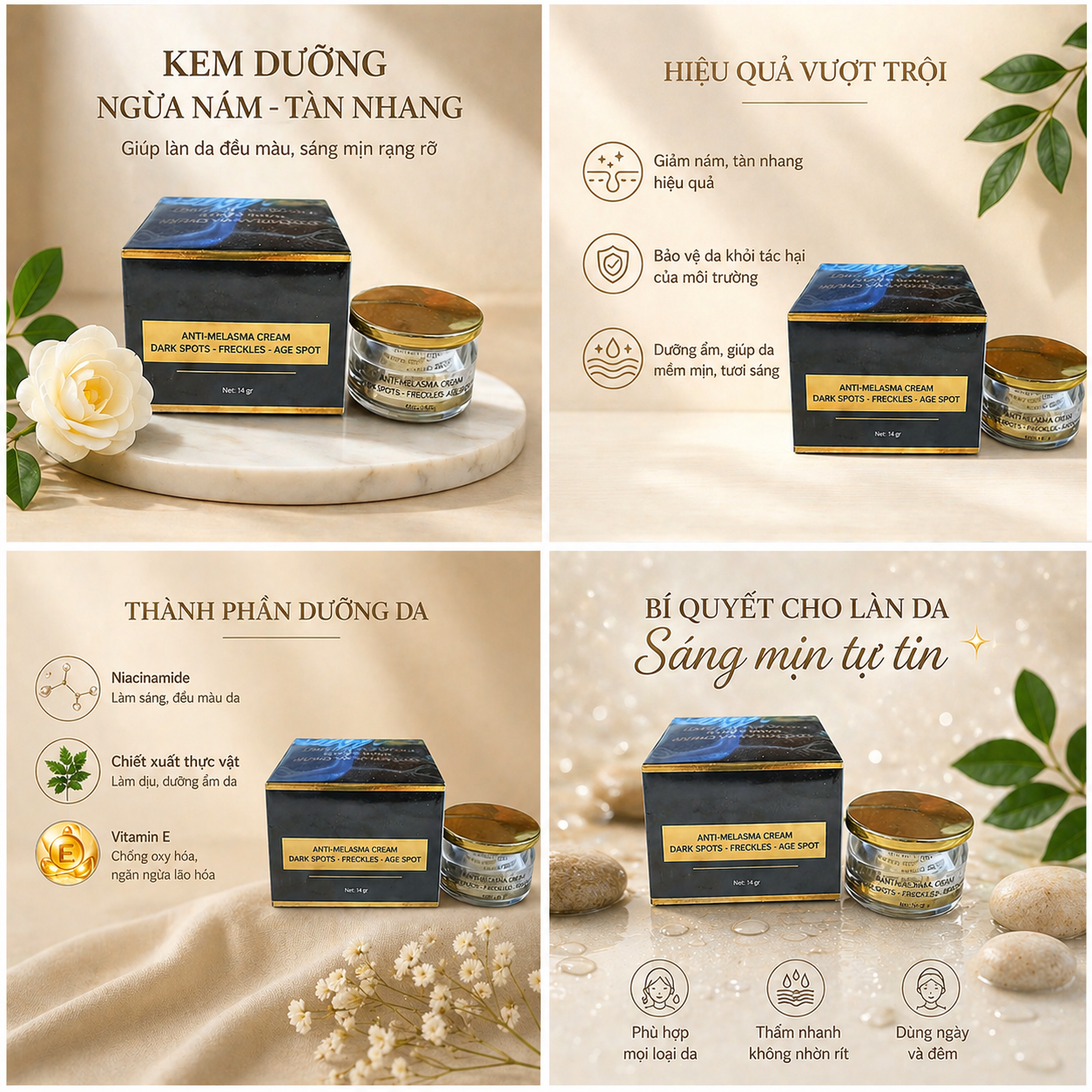 Các thành phần dưỡng da được giới thiệu trên hình