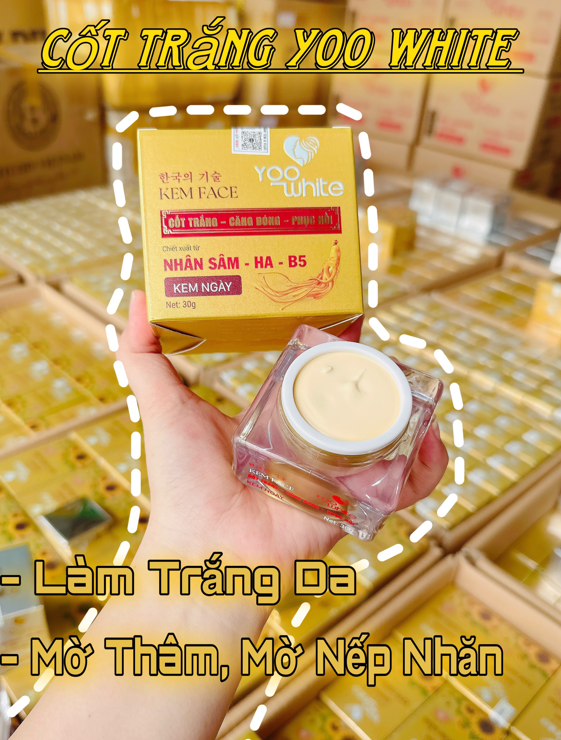 Cận cảnh chất kem và bao bì dòng kem ngày