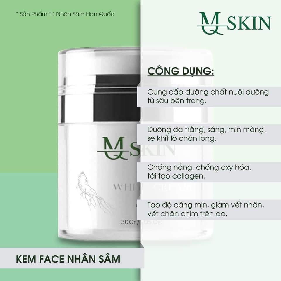 Kem Face Nhân Sâm MQ Skin Ginseng White Cream 30g