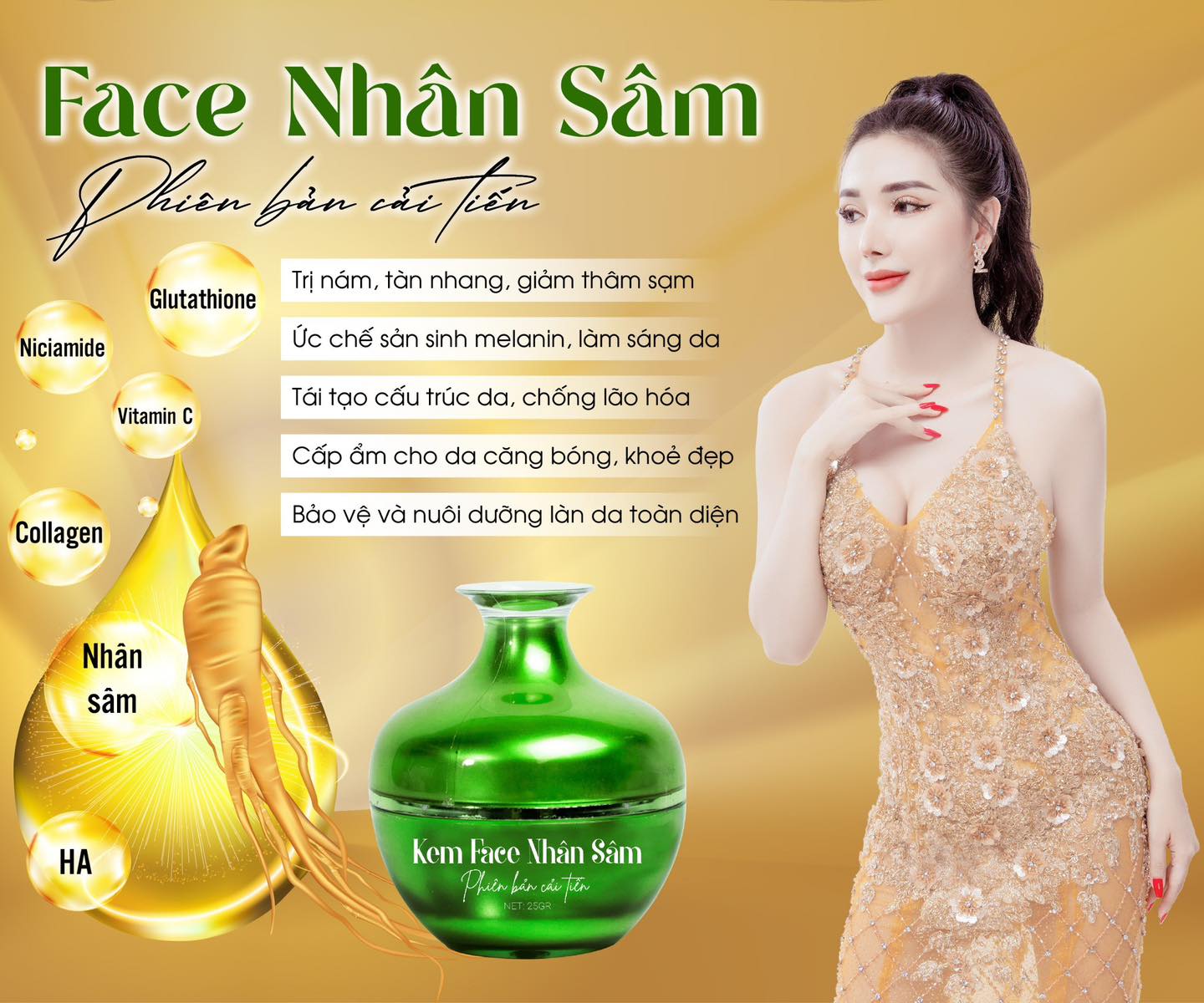 Kem Face Nhân Sâm Xanh N Collagen Phiên Bản Cải Tiến 25g