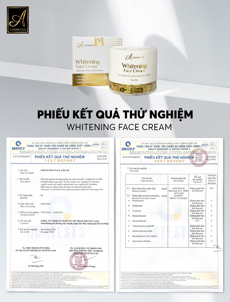 Phiếu kết quả thử nghiệm của sản phẩm