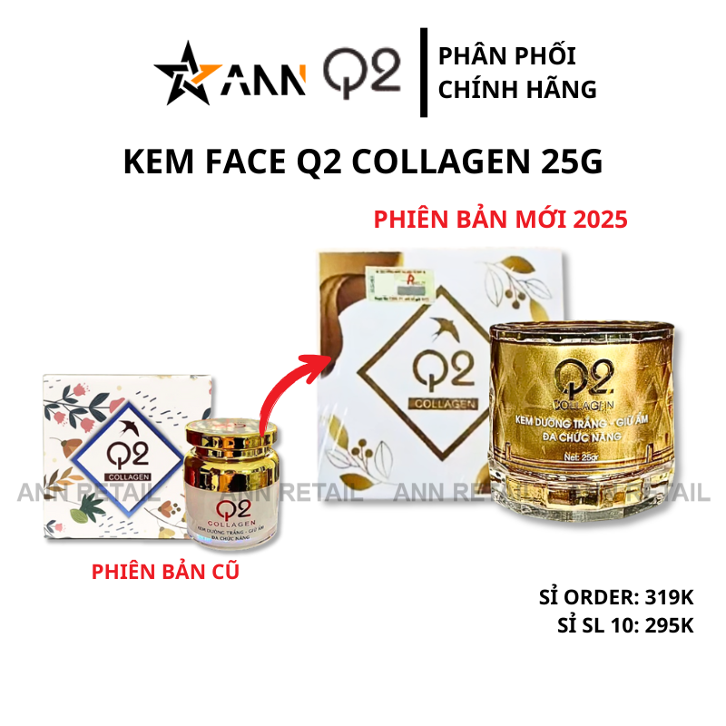 Kem Face Q2 Collagen VIP Vàng 25g Phiên Bản Mới 2025