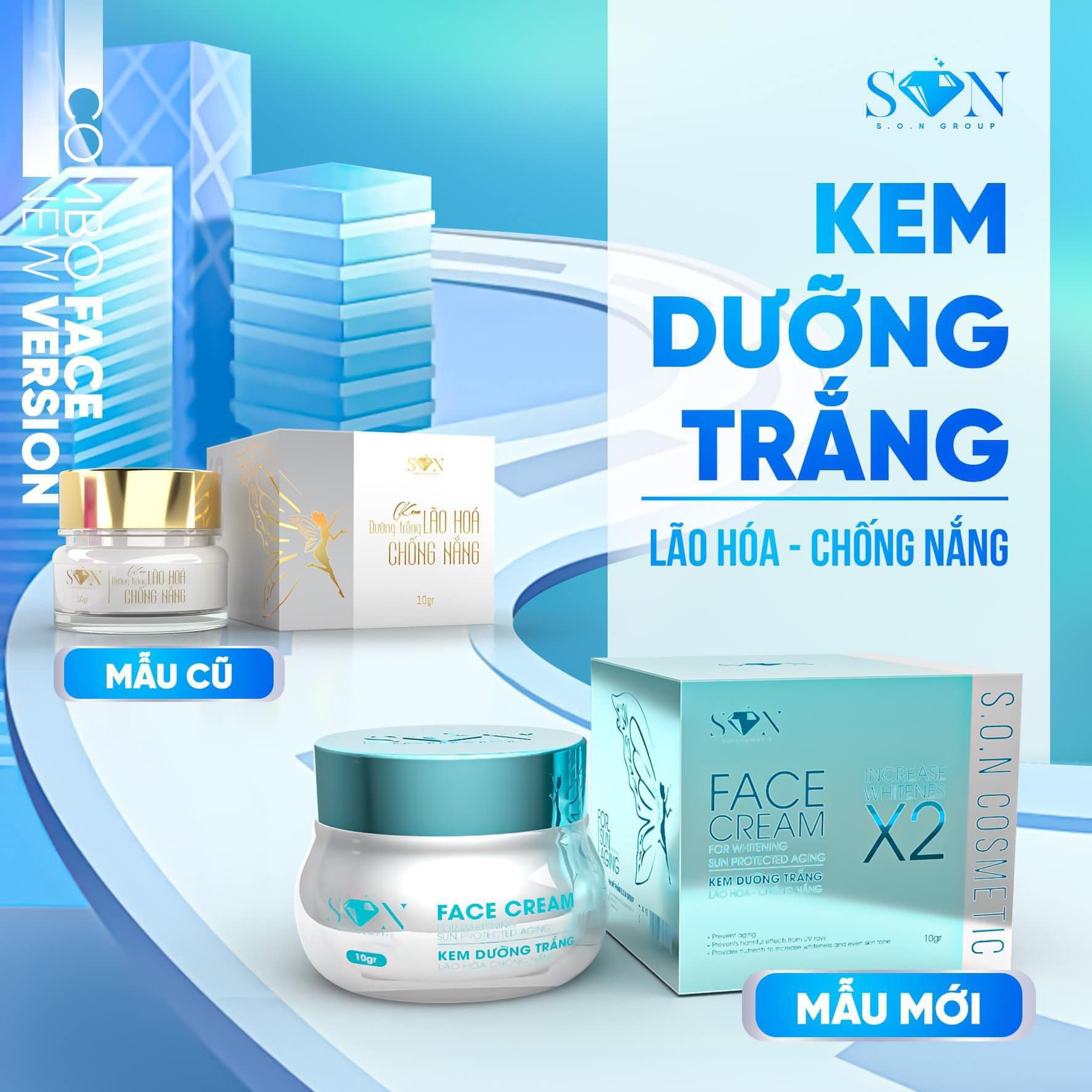 So sánh mẫu cũ và mẫu mới của dòng kem face màu xanh