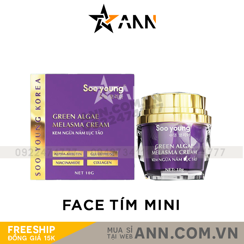 Kem Face Tím Giảm Nám Soo Young Green Algae Melasma Cream 10g