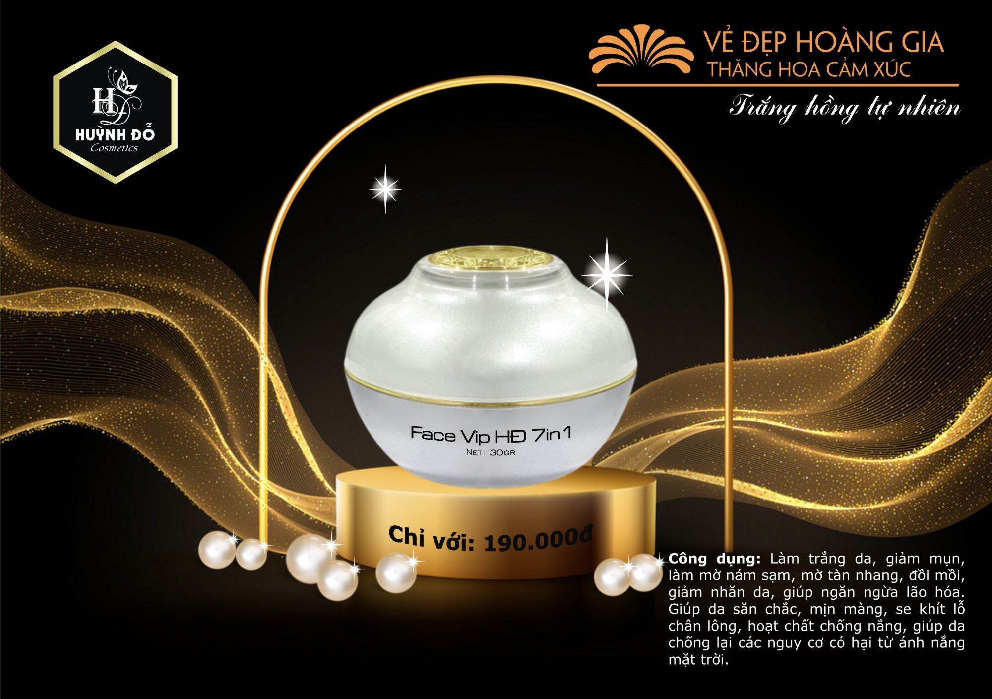 Kem Face Vip HD 7IN1 Huỳnh Đỗ 30g Kèm Serum Collagen