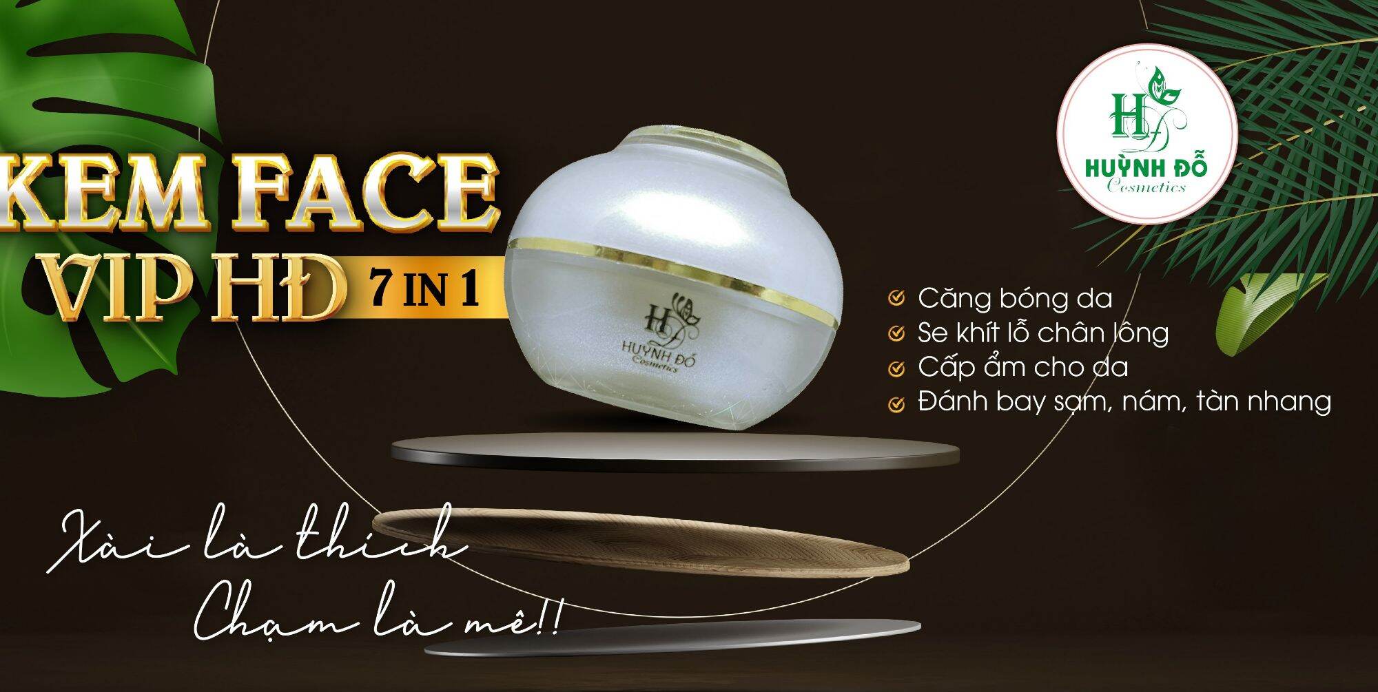 Kem Face Vip HD 7IN1 Huỳnh Đỗ 30g Kèm Serum Collagen