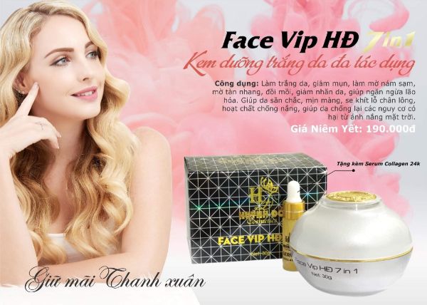 Kem Face Vip HD 7IN1 Huỳnh Đỗ 30g Kèm Serum Collagen