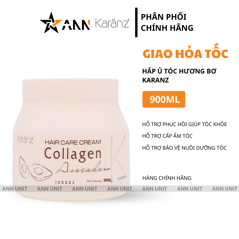 Hình quảng bá nêu dung tích 900ml và cách định vị hũ ủ tóc Karanz