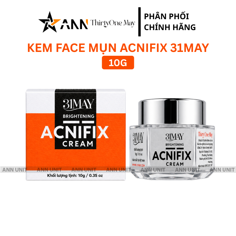 Mặt trước hộp và hũ kem với dung tích 10g