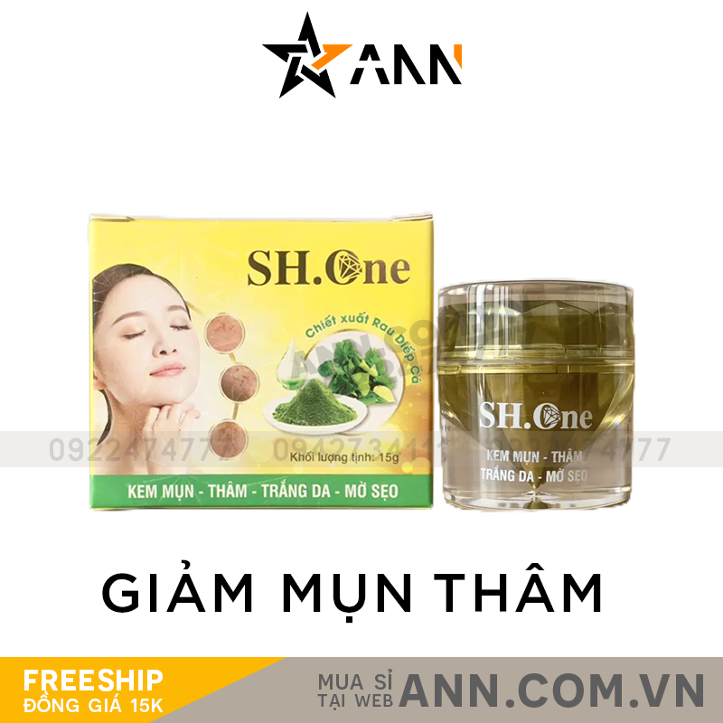 Hộp và hũ kem SH One chiết xuất rau diếp cá dung tích 15g