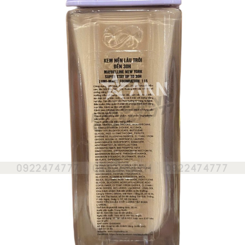 Kem Nền Maybelline New York Super Stay Up To 30H SPF16 35ml