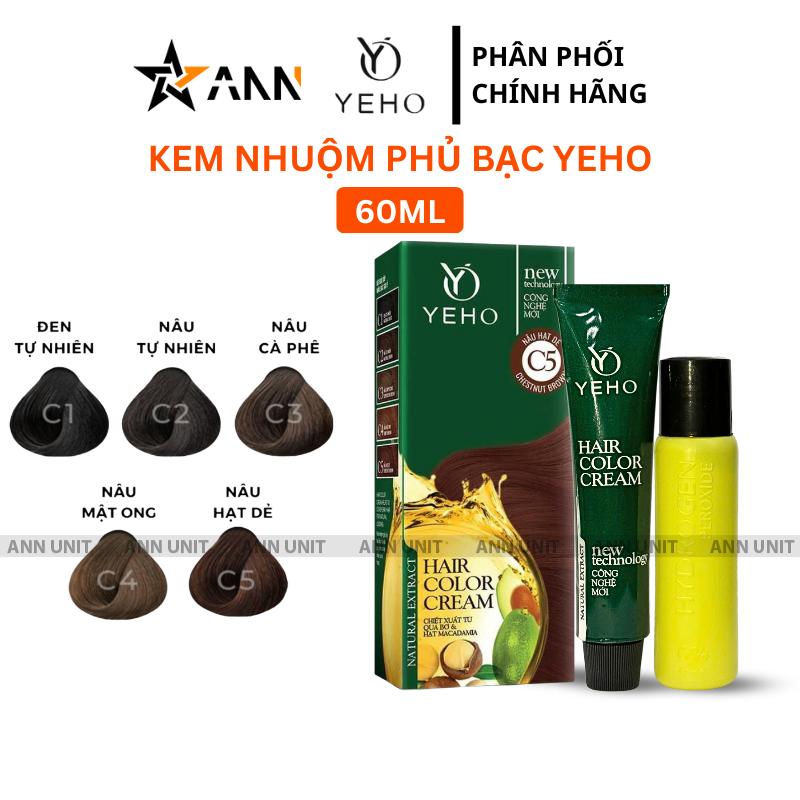 Bảng màu C1 đến C5 và bộ sản phẩm 60ml