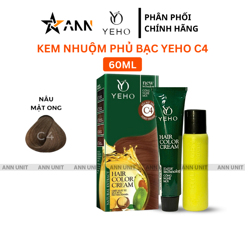 Bộ kem nhuộm phủ bạc Yeho C4 màu nâu mật ong