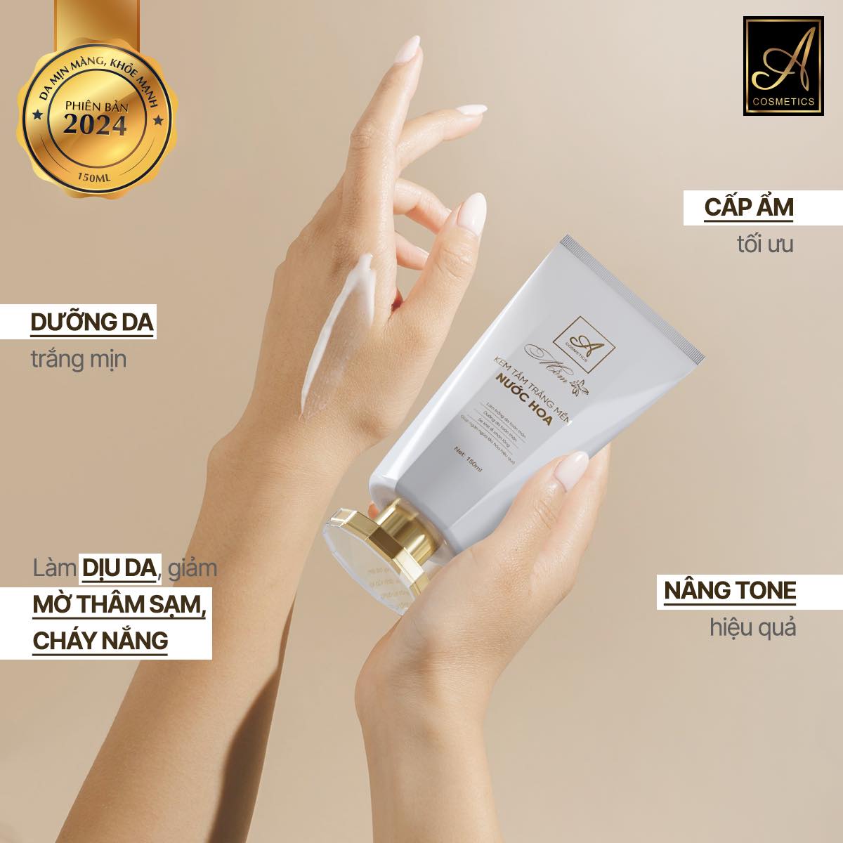 Kem Tắm Trắng Mềm Nước Hoa A Cosmetics 150ml Phiên Bản 2024