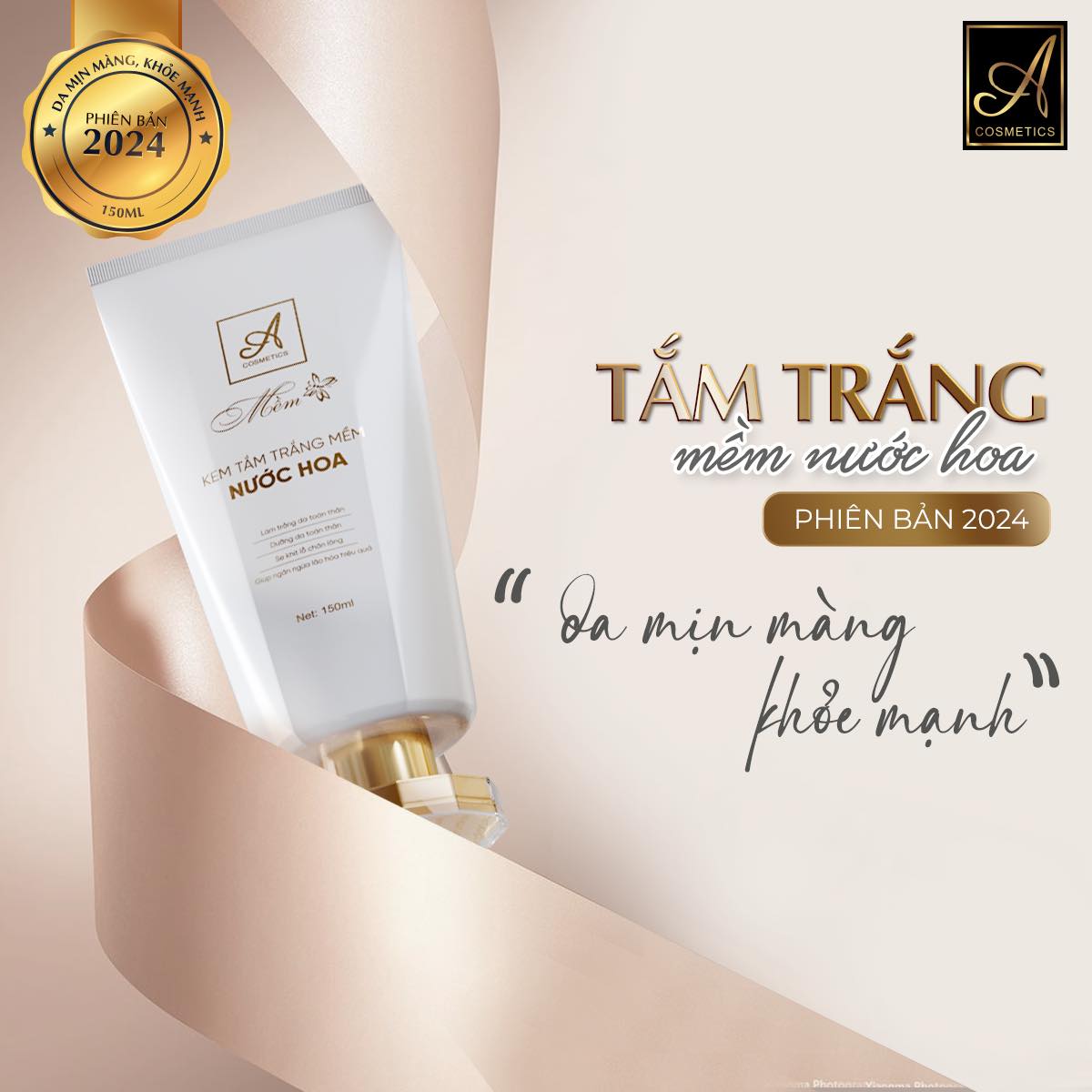 Kem Tắm Trắng Mềm Nước Hoa A Cosmetics 150ml Phiên Bản 2024