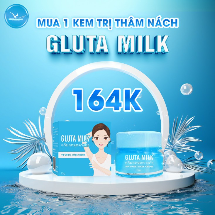 Kem thâm nách Gluta Milk Vip White 15g tặng xịt khử mùi 10ml