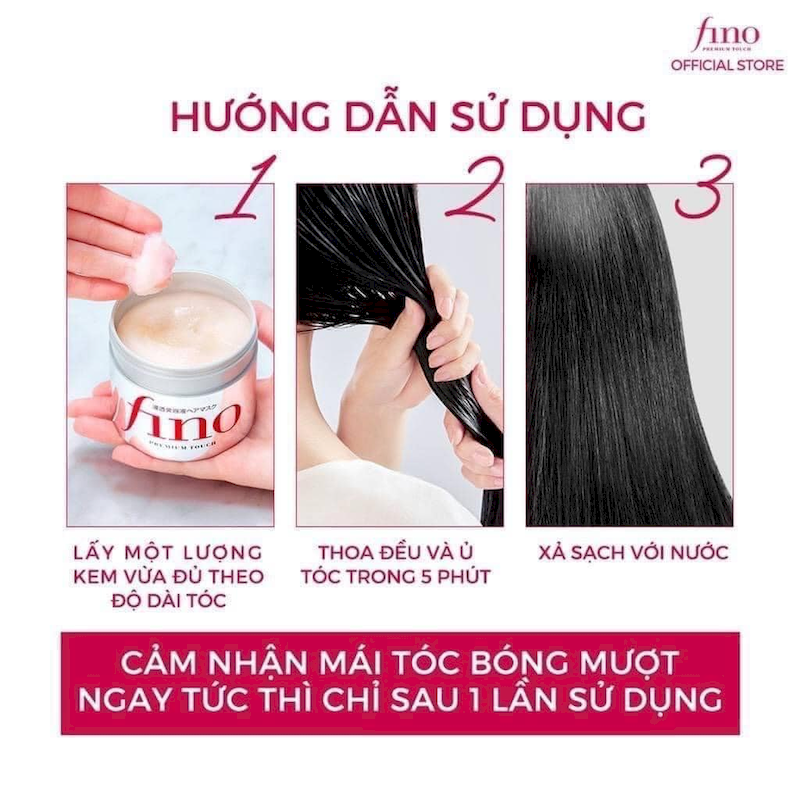 Minh họa các bước lấy kem, ủ tóc và xả sạch