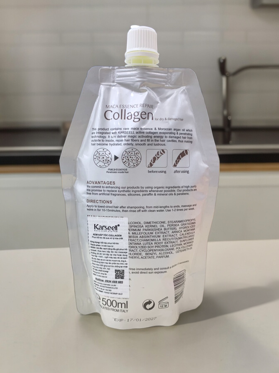 Kem Ủ Tóc Karseell Macca Power Collagen 500ml Cho Tóc Khô & Hư Tổn