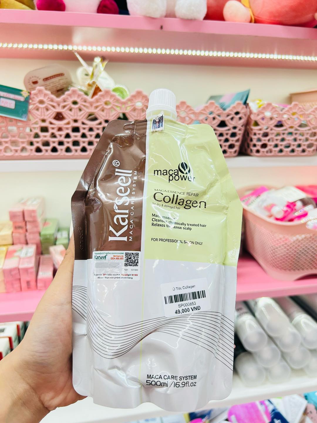 Cận cảnh mặt trước bao bì dòng Maca Essence Repair Collagen