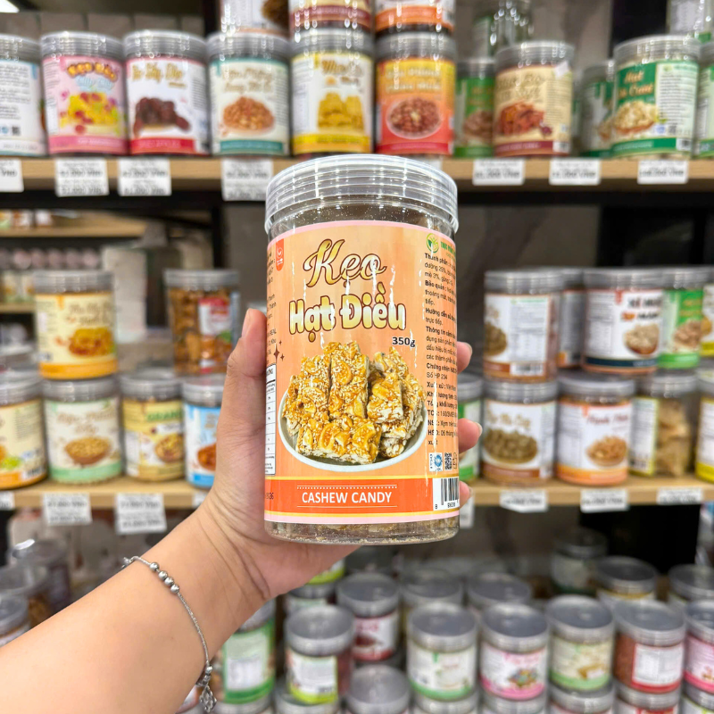Mặt trước hũ kẹo với tên sản phẩm và quy cách 350g