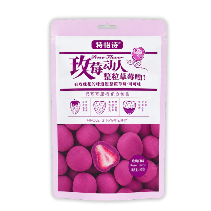 Hình ảnh Kẹo Socola Bọc Dâu Tây Thơm Ngon Vị Hoa Hồng 60g - Bịch Hồng trong bộ sưu tập Kẹo cứng, kẹo dẻo, singum, socola