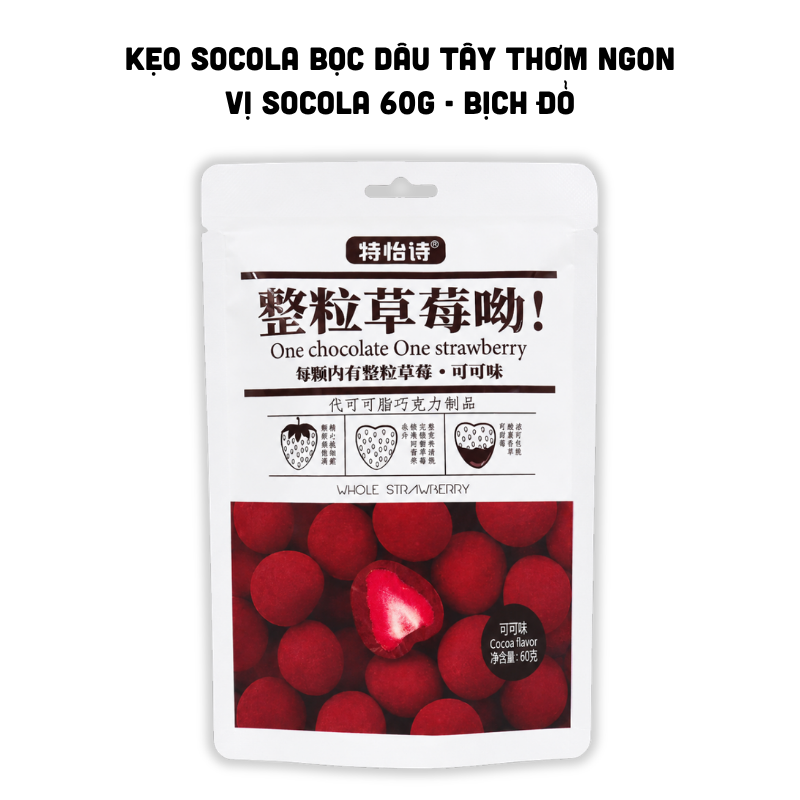 Kẹo socola bọc dâu tây 60g - bịch đỏ