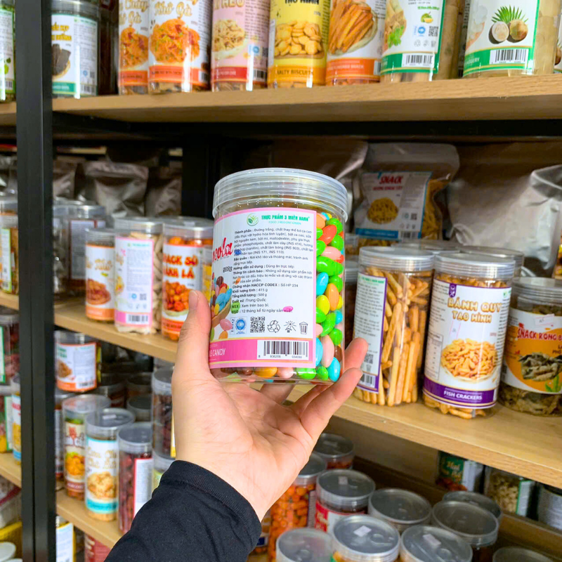 Mặt sau hũ thể hiện thông tin sản phẩm và quy cách 500g