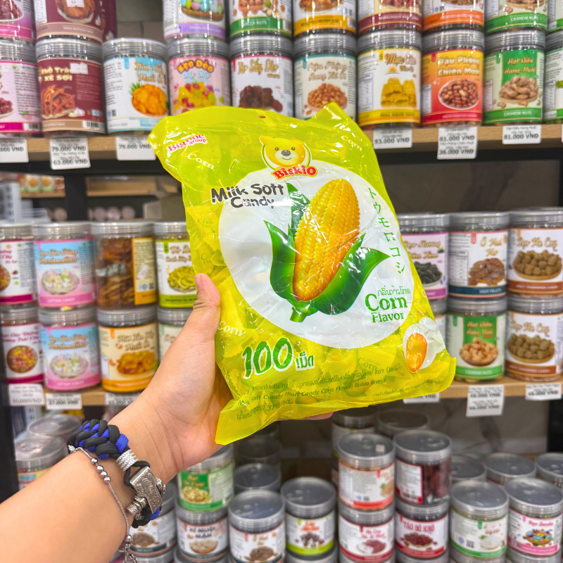 Kẹo Sữa Nhân Trái Cây BISKIO Vị Bắp 100g