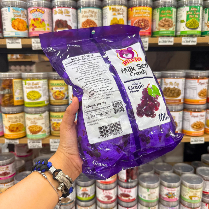 Kẹo Sữa Nhân Trái Cây Biskio Vị Nho 100g