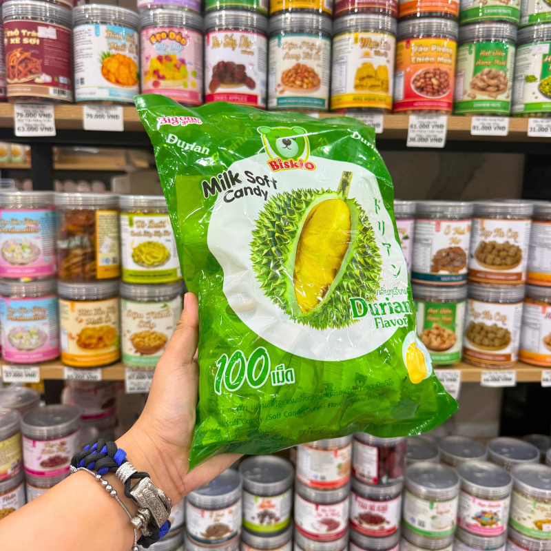 Kẹo Sữa Nhân Trái Cây Biskio Vị Sầu Riêng 100g
