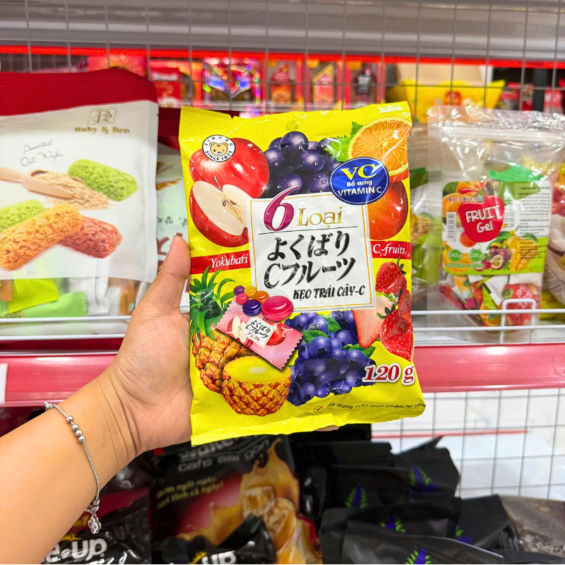 Kẹo trái cây Yokubari VC 120g 6 vị trái cây bổ sung vitamin C