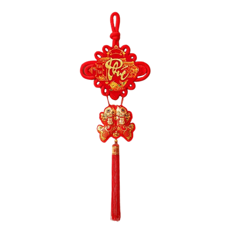 Hình ảnh Khánh Nhung Đỏ Chữ Phúc 3D - Liễn Vuông Cá Chép Nhung Đỏ Trang Trí Tết - 20cm trong bộ sưu tập Quà tặng, phụ kiện