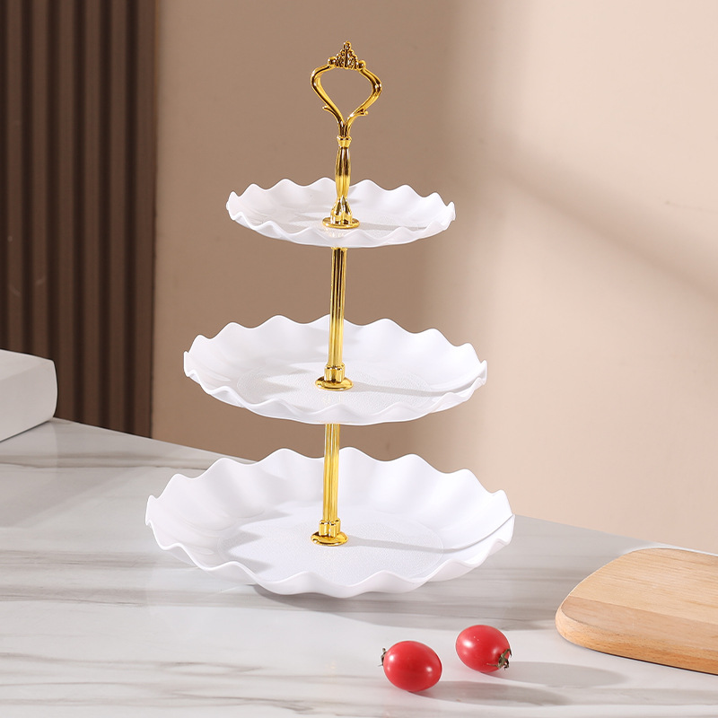 Khay Nhựa Hoa Trắng 3 Tầng - Khay Đựng Mứt Bánh Kẹo 34x25cm